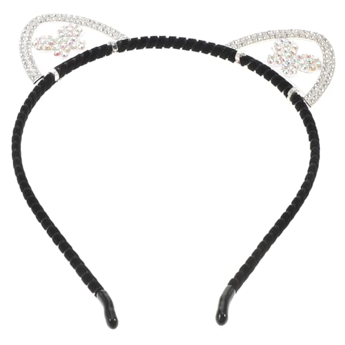 VICASKY Katzenohren Stirnband Mit Strass Für Halloween Party Damen Haarreif Cosplay Kopfbedeckung Schmuck Bead Accessoire Stylish von VICASKY