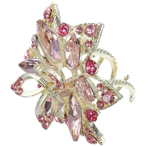 VICASKY Kleine Haarklammer mit Funkelnden Strasssteinen Mittlere Flexibles Metall Rutschfest Schonend für Dünnes Haar Modischer Haarschmuck für Damen Geeignet für Alltag und Hochzeit Rosa von VICASKY