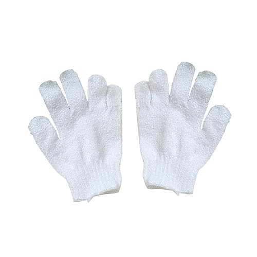 VICASKY Körperbürstenhandschuh Mit Fünf Fingern Badehandschuh Peeling Für Dusche Und Sauna Schrubberhandschuh Für Männer Und Frauen Weiß von VICASKY