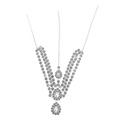 VICASKY Strass Kette Kopf Kette Anhänger Kopfstück Stirn Stirnband Frauen Strasssteine Kopfschmuck Für Damen Hochzeit Frisur von VICASKY