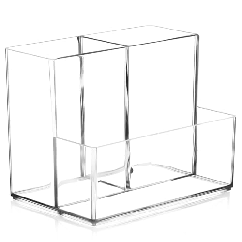 VICASKY Kosmetik Organizer Für Make Up Pinsel Transparenter Fach Pinselhalter Praktischer Aufbewahrungskoffer Für Kosmetik Schreibtisch Organizer Für Make Up Und Büromaterial von VICASKY