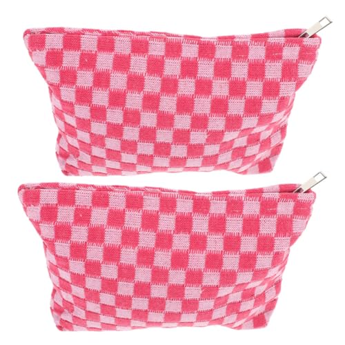 VICASKY 2stücke Kosmetiktasche Mit Reißverschluss Karomuster Make-up-Organizer Aufbewahrungstasche Für Pinsel Periode Taschen Reisen Damen Kleinigkeiten Pad-Halter von VICASKY