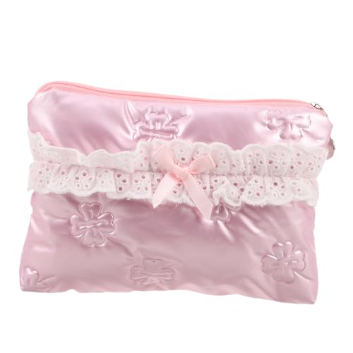 VICASKY Kleine Reise-Make-up-Tasche Mit Rosa Schleife Aufbewahrungstasche Für Kosmetikpinsel Organizer Für Hautpflege Und Lippenstift Tragbar Für Damen Und Mädchen von VICASKY