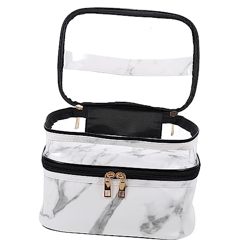 VICASKY Transparente Reise-Kosmetiktasche Mit Reißverschluss Große Kulturtasche Tragbarer Kosmetik-Organizer Hautpflegetasche Mit Griff Für Unterwegs Aufbewahrungstasche Für Make-up von VICASKY