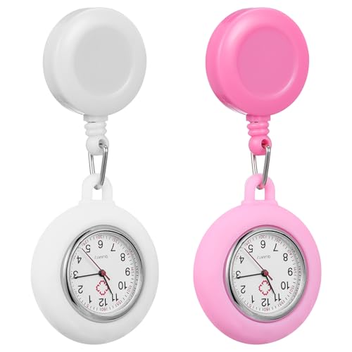 VICASKY Krankenschwesteruhr Unverzichtbares Taschenzubehör Für Krankenpflegeschüler Für Die Arbeit Krankenschwestern Zum Anklipsen An Der Anstecknadel Einziehbare Uhr – 2 Stück von VICASKY