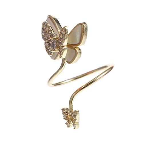 VICASKY Schmetterling Nagelring Damen Schmuck Fingernagel Dekoration Aus Zirkonia Und Perlmutt Für Nail Art Zubehör von VICASKY