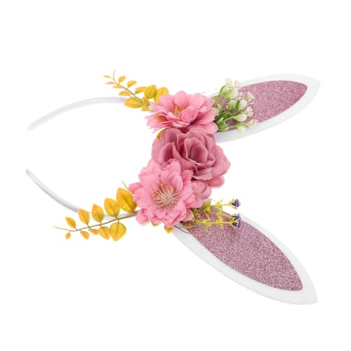 VICASKY Häschenohren-stirnband Mit Blumen Für Damen Hasen-kopfschmuck -haarband Entzückendes Party-zubehör Kostüm-accessoire von VICASKY