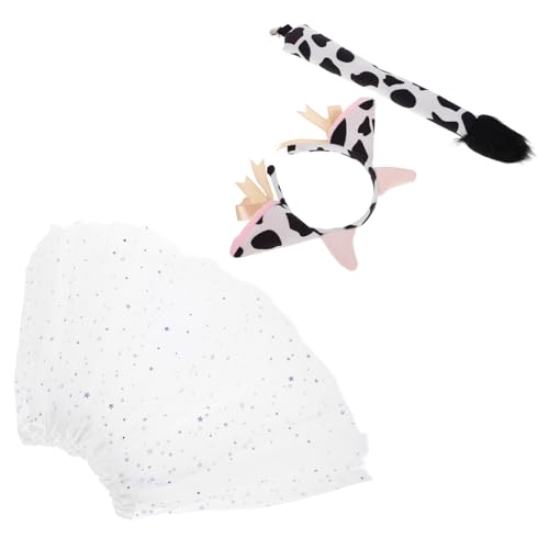 VICASKY Kuh-stirnband Mit Hörnern Und Ohren Tutu-rock Für Mädchen Cartoon-design Bezaubernd Vielseitig Für Cosplay Und Kostümpartys von VICASKY