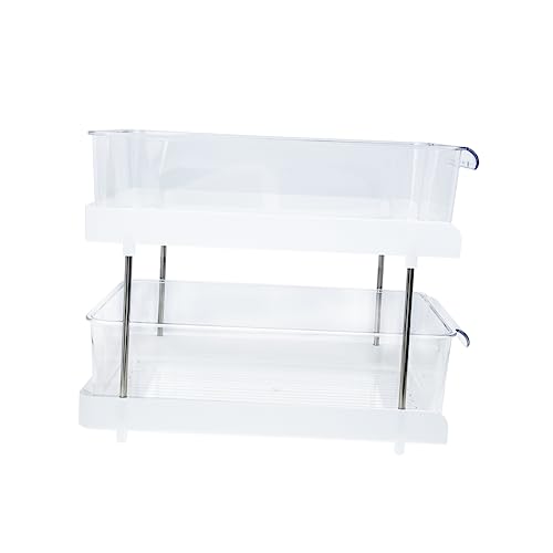 VICASKY Kunststoff Kosmetik Organizer Für Badezimmer Doppellagiges Make up Regal Praktisches Desktop Aufbewahrungsregal Stabiler Toilettenartikel Organizer Für Badezimmer Und von VICASKY