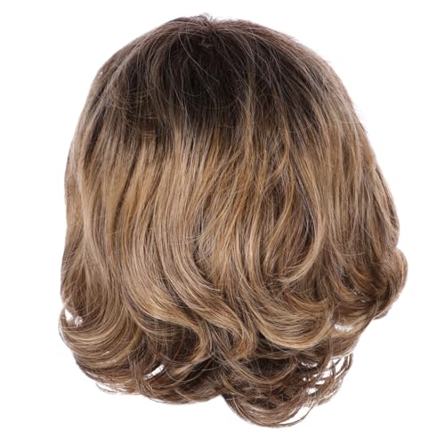 VICASKY Lockige Perücke Damen Gelbe Kurzhaar Perrücke Frauen Lace Front Perücke Mit Natürlichem Haaransatz Für Party Und Alltag von VICASKY