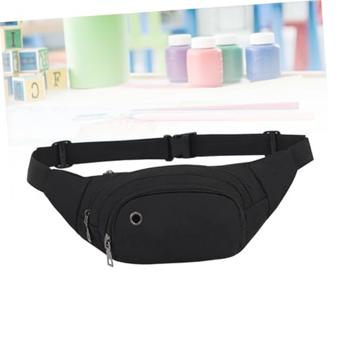 VICASKY Leichte Große Outdoor Bauchtasche mit Kopfhörerloch Verstellbarem Gurt für Damen und Herren zum Wandern Joggen Reisen und Alltag Sportliche Hüfttasche in Schwarz von VICASKY