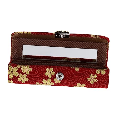 VICASKY Lippenstift Aufbewahrungsbox mit Spiegel Eleganter Organizer für Kosmetik und Schmuck für und Mädchen Unterwegs Stilvolles Design in Kirschblüten Rot von VICASKY