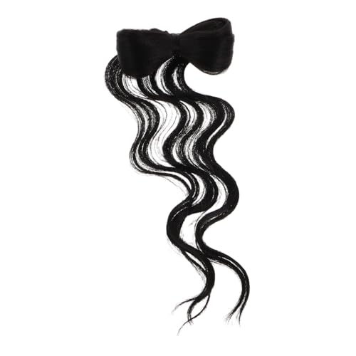 VICASKY Long Wavy Ponytail Perücke Mit Eleganter Schleife Natürlicher Schwarzer Haarglück Clip Pferdeschwanz Für Frauen Und Mädchen Schnelle Verwandlung Für Einen Glamourösen Look von VICASKY