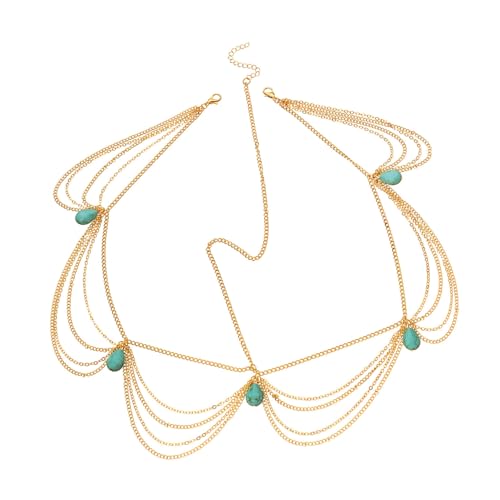 VICASKY Mehrlagiges Barock Stirnband mit Türkisfarbenem Schmuck Verstellbares Alloy Kopfband für Damen Eleganter Kopfschmuck für Hochzeit Party Festival und Besondere Anlässe VICASKY Mehrlagiges Barock Stirnband mit Türkisfarbenem Schmuck Verstellbares Alloy Kopfband für Damen Eleganter Kopfschmuck für Hochzeit Party Festival und Besondere Anlässe von VICASKY