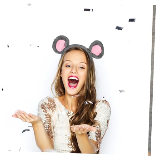 VICASKY Mouse Ohren Haarreif Plüsch Mäuseohren Stirnband für Erwachsene und Bequemes Cosplay Headband für Halloween Mottoparty Karneval und Tierkostüm Zubehör von VICASKY