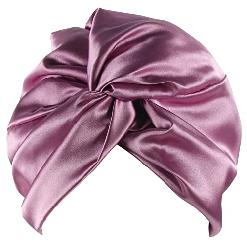 VICASKY Nachtmütze aus Seidenimitat Kopfbedeckung Stroh Schrubbmützen Frauen Badekappe für Frauen langes Haar gefüttert Rand Schlafmütze Haarwickel zum Schlafen Haarhaube Die Seide Violett von VICASKY