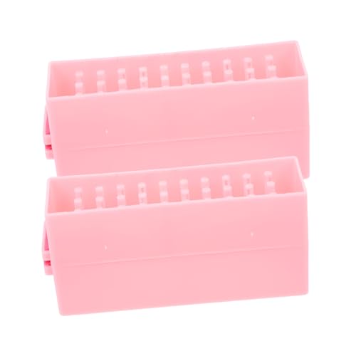 VICASKY Nagelbohrer Organizer mit Fächern Praktische Aufbewahrungsbox für Maniküre Schleifköpfe Polierköpfe Teiliges Rosafarbene Ausführung von VICASKY