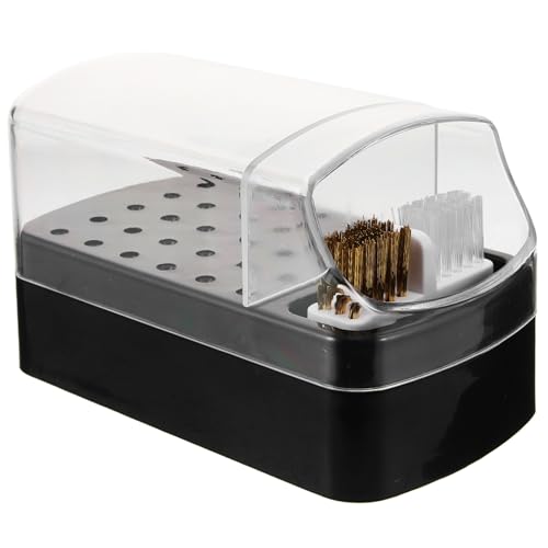 VICASKY Nail Drill Bit Box Kunststoff Organizer mit Reinigungsbürste Nagelfräser Aufbewahrungskasten Staubdicht Praktisch für Maniküre und Nagelstudio von VICASKY