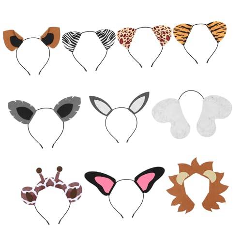 VICASKY 10stücke Teiliges Tierkostüm Haarreifen Mit Kreativen Tierohren Für Partys Kostüme Und Cosplay Leichte Und Bequeme Tierohren Haarschmuck Für Erwachsene von VICASKY