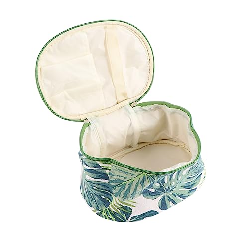 VICASKY Ovale Kosmetiktasche aus Segeltuch Multifunktionale Reise Make Up Tasche mit Monstera Druck Tragbarer Kulturbeutel für Damen für Unterwegs von VICASKY