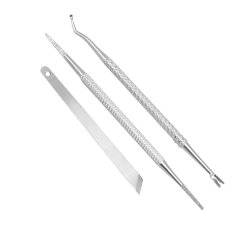 VICASKY 3stücke Edelstahl Nagelreiniger-set Mit Nagelhautentferner-löffel Und Nagelgabel-set Für Pediküre Inklusive Nagelhautschäler-schaber Und Nagelhautentferner Für von VICASKY