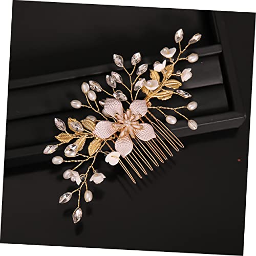 VICASKY Perlen Braut Haarkamm Handgefertigt mit Blumen Eleganter Seitenkamm für Hochzeit Brautschmuck Leicht und Komfortabel Geeignet für Braut und Brautjungfer Dekoratives Haaraccessoire von VICASKY