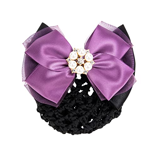 VICASKY Perlen Mesh Haarnetz Clip Für Frauen Bowknot Haarknoten Abdeckung Professionelle Dame Haar Accessoire Stilvolle Frisur Netz Mit Schleife von VICASKY