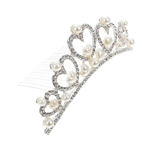 VICASKY Perlen Tiara Braut Perlen Hochzeits Braut Tiara Hochzeits Kopfschmuck Für Die Braut Frauen Tiara Braut Kopfschmuck Für Die Hochzeit Perlen Hochzeitskrone Braut Elegante von VICASKY