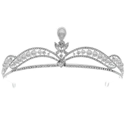 VICASKY Perlenkrone Promkrone Brautkrone Für Die Hochzeit Braut Tiara Prinzessin Krone Ballkönigin Braut- Kronen Muschelkrone Meerjungfrau Party Zubehör Imitationsperlen von VICASKY