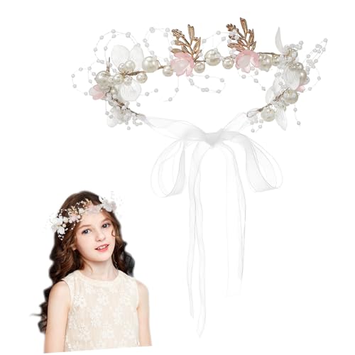 VICASKY Perlenstirnband Für Mädchen Blumenmädchen-kopfschmuck Mit Perlen Und Schmuck Haarschmuck Für Hochzeit Leicht Und Bequem Sicherer Sitz Langlebig Und Stilvoll von VICASKY