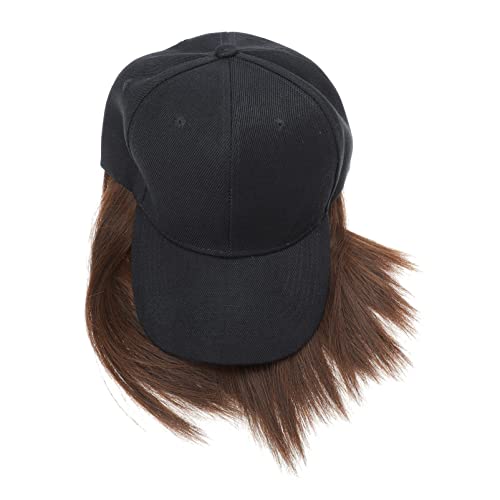 VICASKY Perückenkappe Haarverlängerung Hut Haarverlängerung Perücke Mützen Für Frauen Ms Blond Braune Perücke Damen Hüte Hut Für Frauen Spitze Gerade Hutperücke Hochtemperaturdraht Schwarz von VICASKY