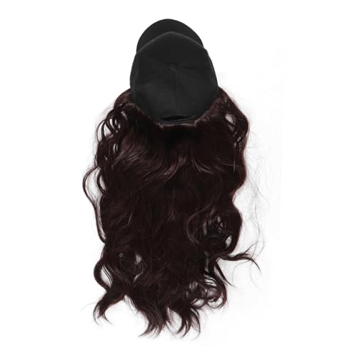 VICASKY Perückenkappe Männer Kappen Pferdeschwanz-Mütze Fälschung flechten lockig für Haarhut Hut Haare Mütze mit Haaren Perücke mit Baseballkappe Hut mit Haaren Polyester Schwarz von VICASKY