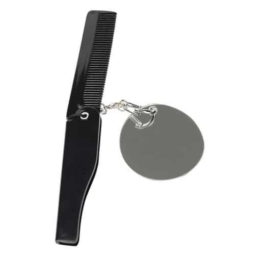 VICASKY Kleiner Faltbarer Haarkamm Für Männer Feiner Bartkamm Schlüsselanhänger Spiegel Tragbares Reisezubehör von VICASKY