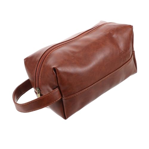 VICASKY Tragbarer Reise-Organizer Für Männer Kleiner Kulturbeutel Aus Strapazierfähigem Pu-Leder Aufbewahrungs-Tasche Für Hautpflege Make-up Und Reiseutensilien Für Herren von VICASKY