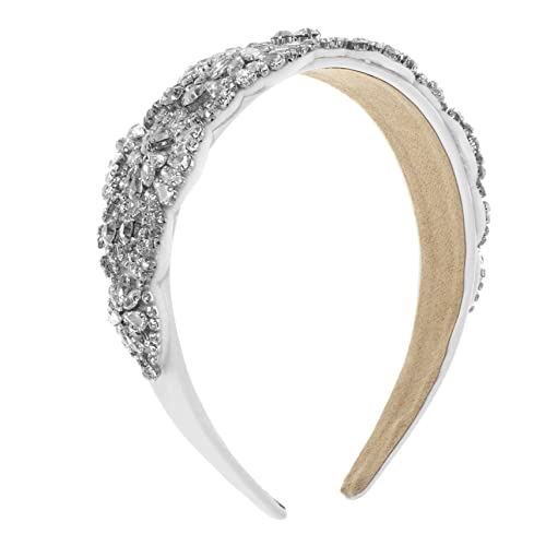 VICASKY Retro Blume Kopf Hoop Nette Damen Pad Weibliche Breite Haar Schmuck Glitter Kopfstück Weiß Stoff von VICASKY