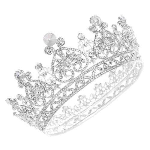 VICASKY Retro Brautkrone mit Funkelnden Kristallen Leichtes Langlebiges Haarschmuck Accessoire für Hochzeit Party Eleganter Silberner Barockstil Geeignet für Damen und Bräute von VICASKY