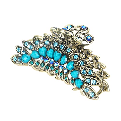 VICASKY Retro Haarklammer mit Strass Modischer Haarclip für Pferdeschwanz Stilvolles Accessoire Blau für Damen und Mädchen für Ostern und Neujahr von VICASKY