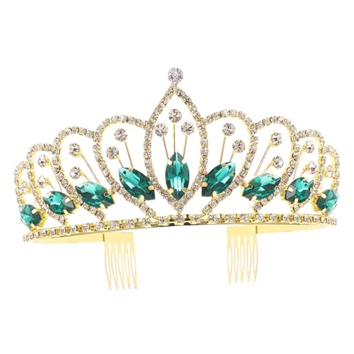 VICASKY Rhinestone Brautkrone Glitzerndes Crown Design Haarschmuck für Damen Prinzessinnen Hochzeit Blumenmädchen Accessoire Gold Rot von VICASKY
