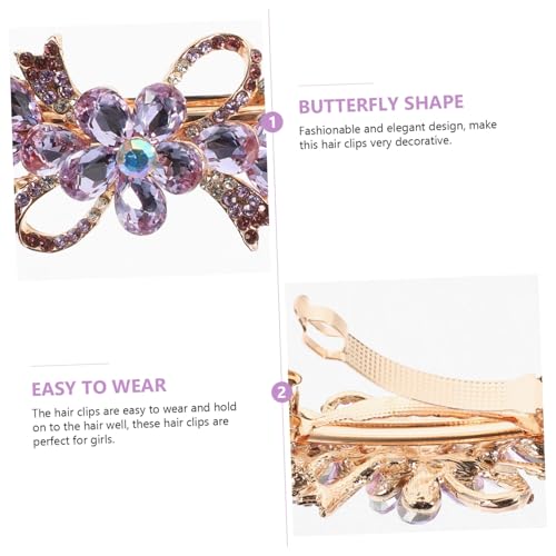 VICASKY Rhinestone Haarklammer Damen Strass Haarspange Glitzernde Haarschmuck für Hochzeit und Alltag Eleganter Halber Pferdeschwanz Clip mit Federmechanismus in Violett von VICASKY