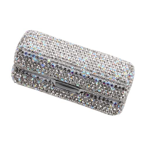 VICASKY Rhinestone Lippenstift Etui mit Spiegel Einzelner Kosmetik Organizer aus Robustem Metall Funkelnde Aufbewahrung für Damen Tragbare Reise Lippenstifthalterung mit Glamour Design von VICASKY