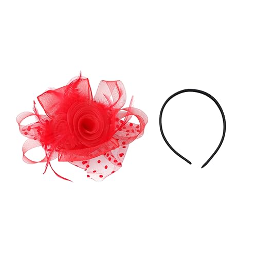 VICASKY Haarband mit Rosenblüten Damen Stirnband für Partys Leichtes und Verformungsbeständiges Haaraccessoire für Festivals und Feiern Rotes Blumendesign von VICASKY