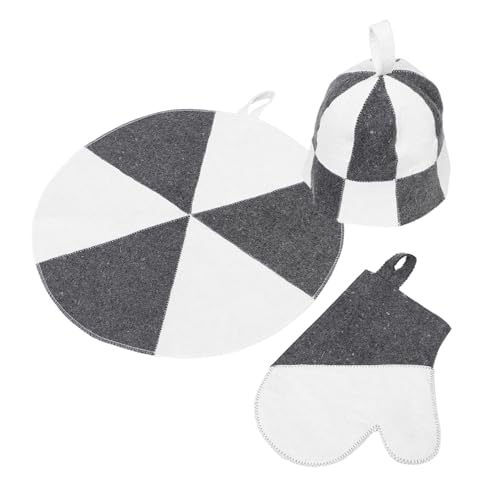 VICASKY Sauna Hut aus Filz Wasserabsorbierende Dicke Isolierkappe mit Handschuhen und Matte Komfortable Sauna Kappe für Damen und Herren Schützend und Hitzebeständig von VICASKY