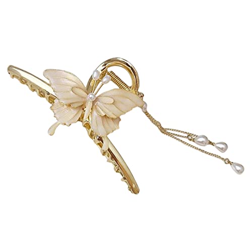 VICASKY Schmetterling Haarklammer Damen Haarspange mit Perlen und Quasten Hochwertige Haarklammer für Dickes für Verschiedene Frisuren und Anlässe Rutschfester Langlebiges Material von VICASKY