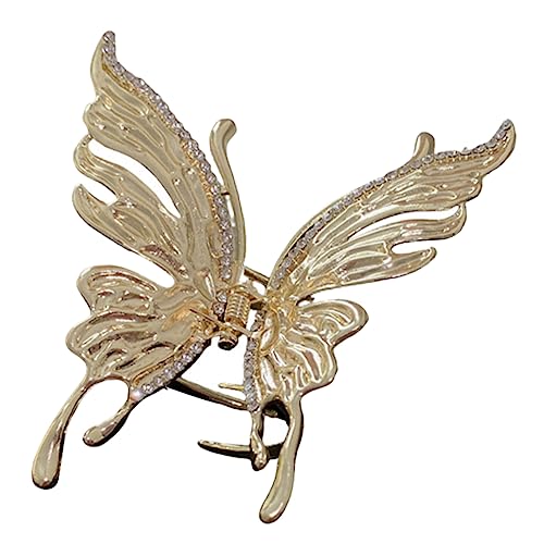 VICASKY Schmetterlings-haarklammer Mit Strass Elegante Haarklammer Für Dickes Normales Und Dünnes Haar Zum Kochen Arbeiten Oder Duschen Elegantes Haaraccessoire in Gold Für Damen von VICASKY
