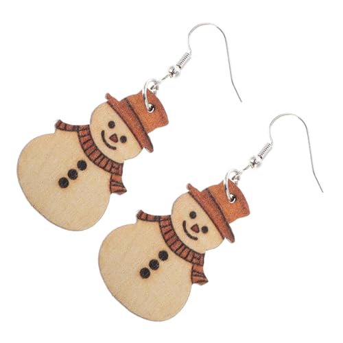 VICASKY Schneemann-ohrringe Aus Holz Baumelnde Ohrringe Für Damen Und Mädchen Cartoon-weihnachtsschmuck Urlaubsschmuck Weihnachtsparty-dekorationen von VICASKY