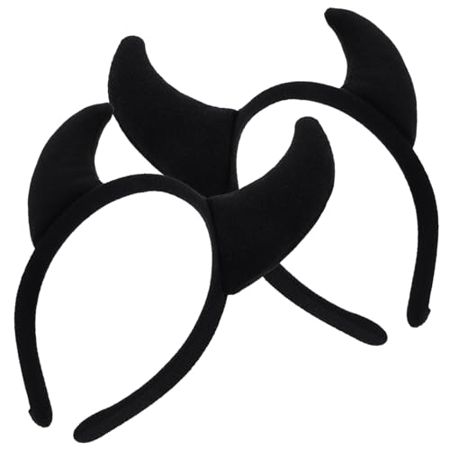 VICASKY 2stücke Hörner Stirnbänder Haarreifen Kopfschmuck Haarschmuck Partyzubehör Schwarz Accessoires Dekoration Cosplay Hingucker Outfit Anlässe Requisiten von VICASKY