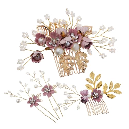 VICASKY Seitliche Haarkämme Mit Blumen Und Strasssteinen Mit Haarnadeln Aus Legierung Für Bräute Und Besondere Anlässe Dekorative Kopfschmuck Für Frauen von VICASKY