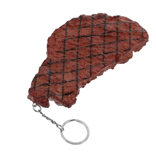 VICASKY Simulierter Steak- Rucksack- -Schlüsselanhänger Essensschlüsselhalter schlüsselanhänger für Auto Lebensmittelmodell-Ornamente Steak-Schlüsselanhänger PVC Light Brown von VICASKY