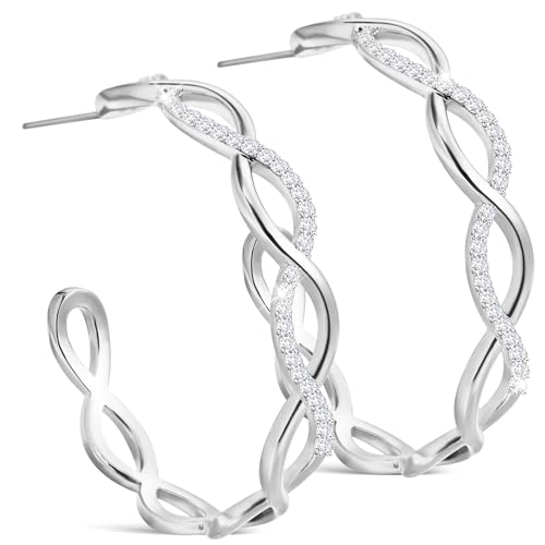 VICASKY Sterling-Ohrringe Leicht – Creolen Aus 925Er-Sterlingsilber Für Damen Gedrehte Creolen Mit Zirkonia Leichte Große Creolen Aus Silber von VICASKY