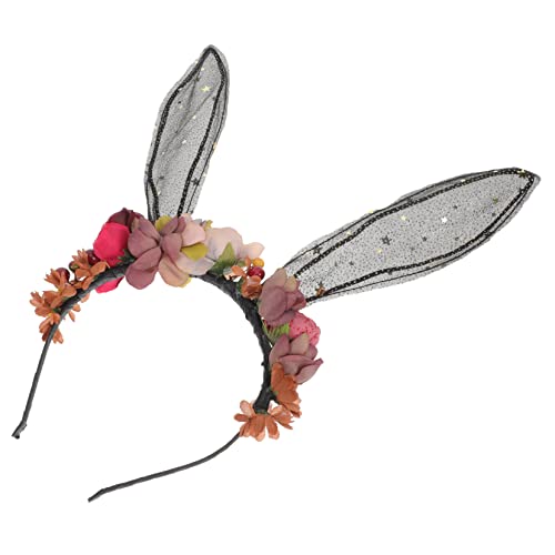 VICASKY Stirnband Spitze Hasenohr Haarband Hasenohr Blumen Haarband Haargummis Damen Haarschmuck Hasenohr Haarreifen Performance Show Kopfschmuck Hasenohr Haarreifen Garn von VICASKY